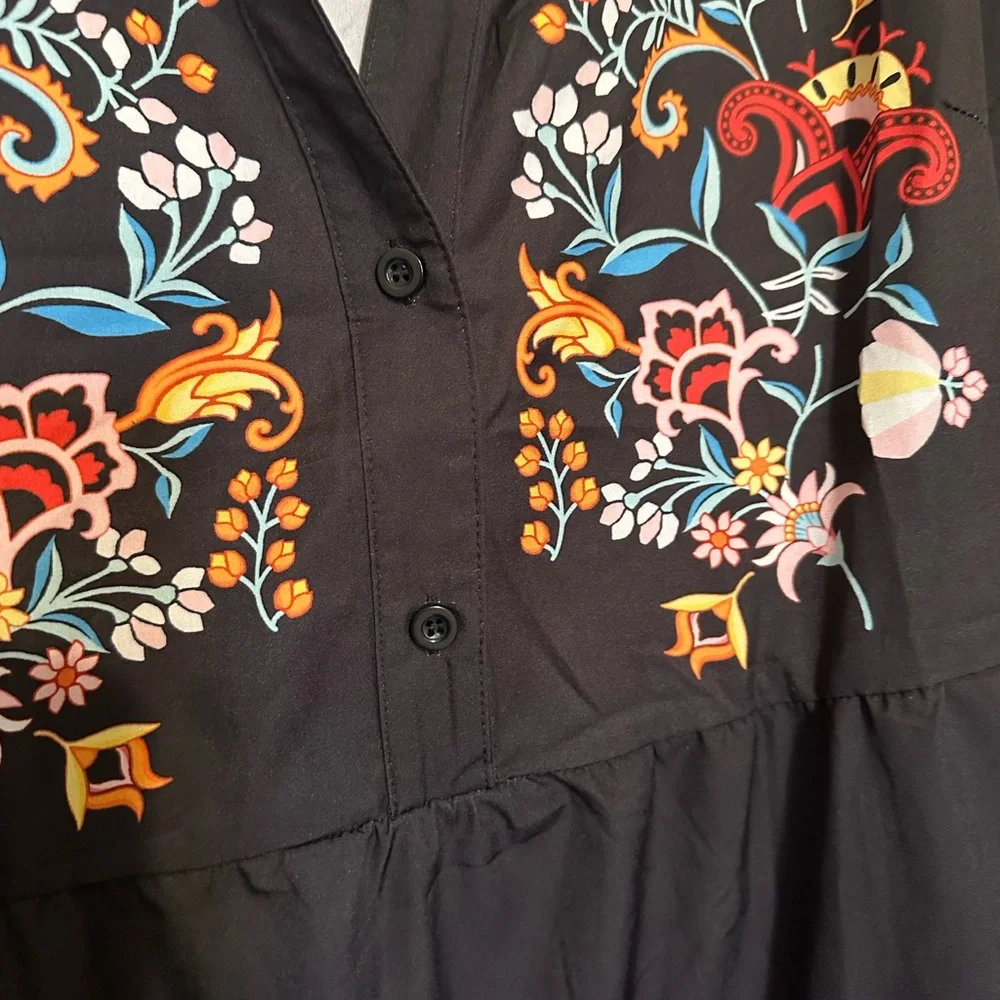 BloomChic size 22-24 Black Dress with Colorful faux Embroidery print. - Picture 7 of 7
